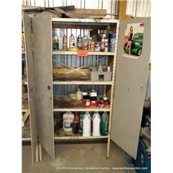 METAL SHELVING W/DOOR & CONTENTS