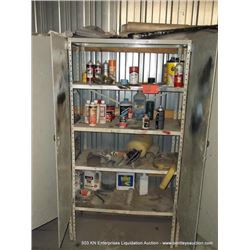 METAL SHELVING W/DOOR & CONTENTS