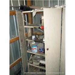 METAL SHELVING W/DOOR & CONTENTS