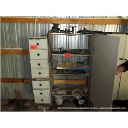 METAL SHELVING W/ DOORS & CONTENTS
