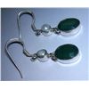 Image 2 : 5.040g Earring of Emerald and Pearl Sterling 925 Silver