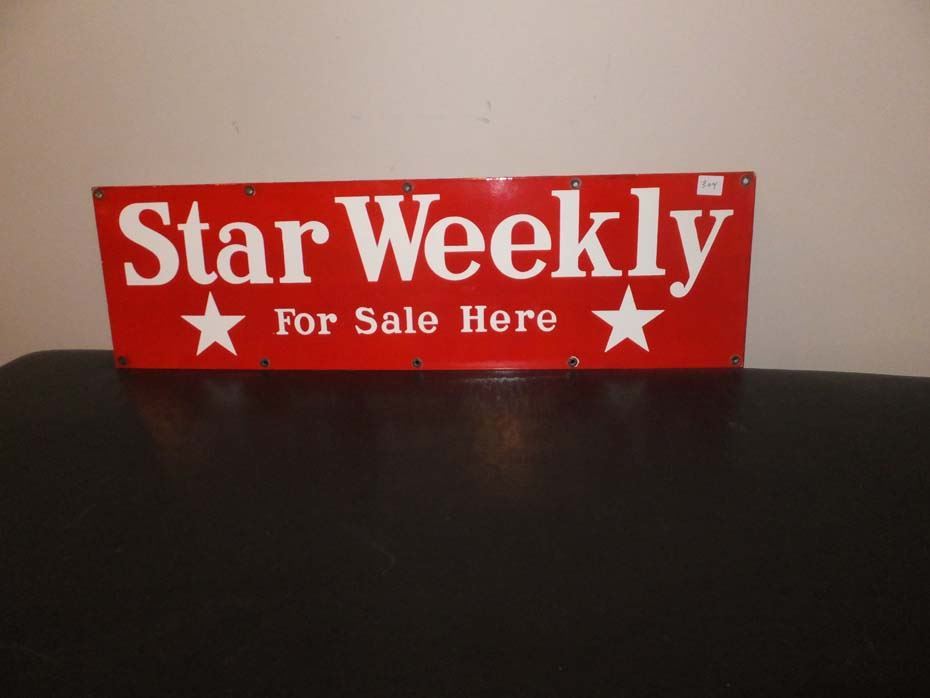 Star Weekly Sign Porcelain