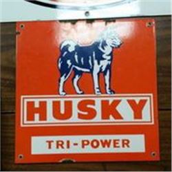 Husky porcelain pump sign - RARE