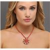 Image 2 : 14KT Yellow Gold 33.95ctw Coral and Diamond Necklace