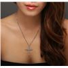 Image 1 : 14KT White Gold 0.77ctw Diamond Cross Pendant With Chain