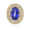 Image 1 : 14KT Yellow Gold 12.46ct GIA Certified Tanzanite and Diamond Ring