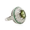 Image 2 : 14KT White Gold 2.76ct Green Tourmaline, Chrysoberyl and Diamond Ring