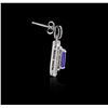 Image 2 : 18KT White Gold 3.65ctw Tanzanite and Diamond Earrings