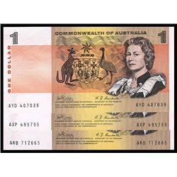 1969 Phillips/Randall QEII One Dollar Note x 3