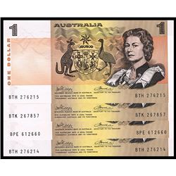 1974 Phillips/Wheeler QEII One Dollar Note x 4