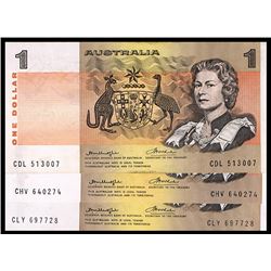 1976 Knight/Wheeler QEII One Dollar Note x 3
