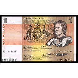 1976 Knight/Wheeler QEII One Dollar Note Consecutive Pair