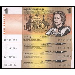 1976 Knight/Wheeler QEII One Dollar Note x 4