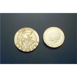 Two Commemorative Gold Medals Japan's Fair Medal and Royal Dutch Wedding Medal.<br...