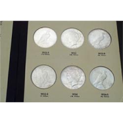 One Complete Volume of U.S. Peace Type Silver Dollars, 1921 - 1935 Twenty-four coi...