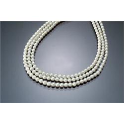 Choker Length Cultured Pearl Necklace The triple strand having two-hundred sevente...