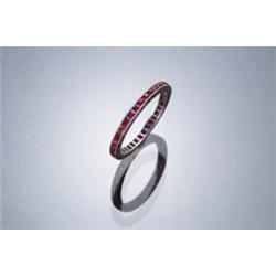 Art Deco Platinum and Ruby Eternity Band Circa 1920-1930 Set with forty square...