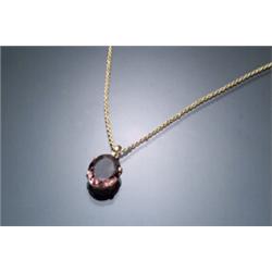 Tested 14-Karat Yellow Gold, Pink Tourmaline and Diamond Pendant and Chain Set wit...