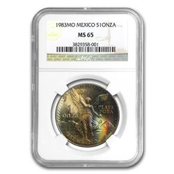 1983 Mexico 1 oz Silver Libertad MS-65 NGC (Toned)