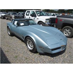 1982 CHEVROLET CORVETTE, S/N 1G1AY878XC5115180, GAS ENGINE, A/T, CROSS FIRE INJECTION, ODOMETER READ