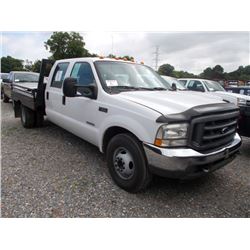 2004 FORD F350 CREW CAB FLATBED, S/N 1FDWW36P54ED48699, POWERSTROKE DIESEL, A/T, 8' FLATBED BODY W/ 