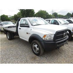 2012 DODGE RAM 5500 FLATBED, S/N 3C7WDMBL1CG287428, CUMMINS TURBO DIESEL ENG, A/T, 12' FLATBED BODY,