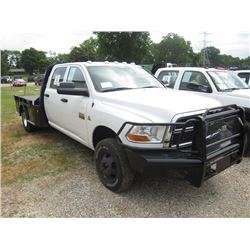 2011 DODGE RAM 3500 CREW CAB 4X4 FLATBED, S/N 3D6WZ4CLXBG558976, CUMMINS DIESEL, A/T, CM TRAILERS FL