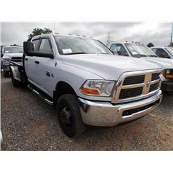 2011 DODGE RAM SLT 3500 CREWCAB 4X4 FLATBED, S/N 3D6WZ4CL0BG502819, CUMMINS DIESEL, A/T, CM TRAILERS