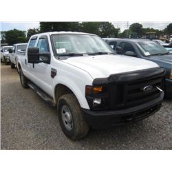 2008 FORD F250 4X4 PICKUP, S/N 1FTSW21R48EB52586, POWER STROKE DIESEL ENGINE, A/T, CREW CAB, TOOLBOX