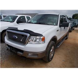 2005 FORD F150 CREW CAB 4X4 PICKUP, S/N 1FTPW14515FB33637, V8 GAS, A/T, BED COVER, ODOMETER READING 