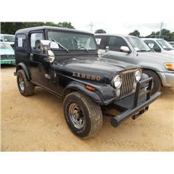 1985 JEEP LAREDO 4X4, S/N 1JCCF87E8FT094694, 6 CYL GAS, 5 SPD TRANS, HARD TOP