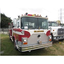 1977 MACK CF686F PUMPER FIRE TRUCK, S/N CF686F1202, 285HP MACK DIESEL ENG, 5 SPD MACK TRANS, 21,200K