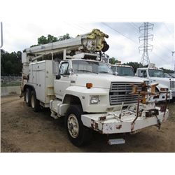 1984 FORD F8000 T/A DIGGER DERRICK TRUCK, S/N 1FDYL80U3EVA58587, CAT DIESEL ENG, A/T, WINCH, SERVICE