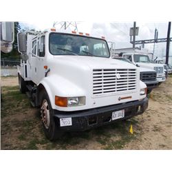 1991 INTERNATIONAL 4700 S/A FLATBED, S/N 1HTSCNDP0MH318277, IHC DIESEL ENG, A/T, VREW CAB, 11' FLATB