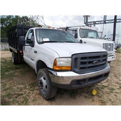 2000 FORD F450 FLATBED, S/N 1FDXF46F8YEC20528, POWERSTROKE DIESEL ENG, A/T, 12' X 8' FLATBED W/ REMO