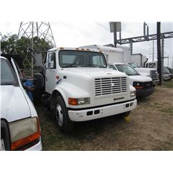 1997 INTERNATIONAL 4700 S/A FLATBED TRUCK, S/N 1HTSCABN5VH44209, IHC T444E DIESEL ENG, A/T, 12' FLAT