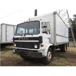 1988 MACK MS200 BOX TRUCK, S/N VG6M111B5JB027667, DIESEL ENG, 5 SPD TRANS, 20K REARS, 9,500 FRONT, 2