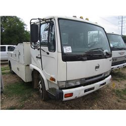 1996 NISSAN UD 1800 FLATBED TRUCK, S/N JNAMA20H8TGE55230, DIESEL ENG, A/T, 12' FLATBED BODY, TOOL BO