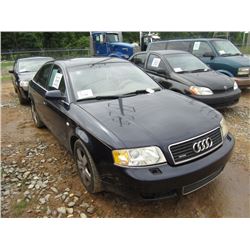 2002 AUDI A6 4 DOOR SEDAN, S/N WAULD643X2N111982, GAS ENGINE, A/T, ODOMETER READING 131,002 MILES
