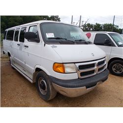 1999 DODGE RAM 3500 PASSENGER VAN, S/N 2BSWB35Z5WK132362 , GAS ENG, A/T, 12 PASSENGER, ODOMETER READ