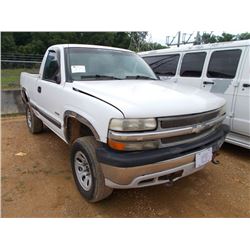 1999 CHEVROLET 1500 4X4 PICKUP, S/N 1GCEK14V2XZ212271, GAS ENG, A/T, ODOMETER READING 250,457 MILES