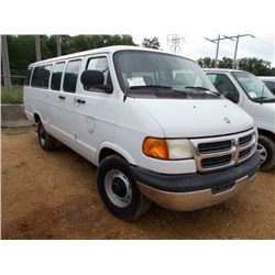 2001 DODGE VAN, S/N 2B5WB35Y31K546367, GAS ENG, A/T, 12 PASSENGER, ODOMETER READING 158,301 MILES