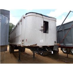 1976 HOMEMADE 32" ALUMINUM DUMP TRAILER, S/N 32DUMP58885, 1R24.5 TIRES (BILL OF SALE ONLY)