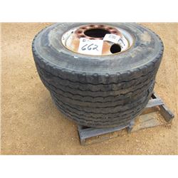 1 LOT (2) 315/80R22.5 TIRES & RIMS