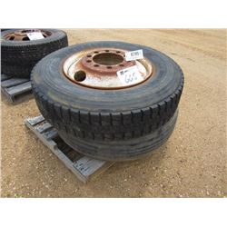 1 LOT (2) 11R24.5 TIRES & RIMS