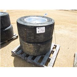 1 LOT (2) 445/50R22.5 TIRES & ALUMINUM RIMS