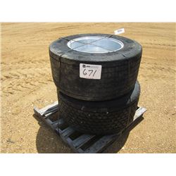 1 LOT (2) 445/50R22.5 TIRES & ALUMINUM RIMS