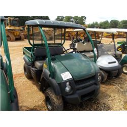 KAWASAKI 600 MULE ATV, S/N JK1AFEB1488512943 (08 YR) CANOPY, REAR BED, METER READING 913 HRS