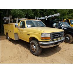 1997 FORD F-SUPER DUTY SERVICE TRUCK, S/N 1FDLF47F1VEC32724, POWERSTROKE DIESEL, 5 SPD TRANS, WILCOX