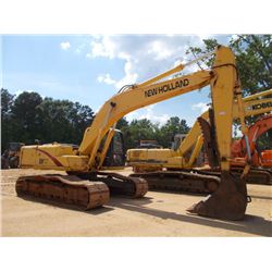 NEW HOLLAND EH215 HYDRAULIC EXCAVATOR, S/N NAD21025, 8'6" STICK, 42" BUCKET, THUMB, ECAB W/AIR, METE